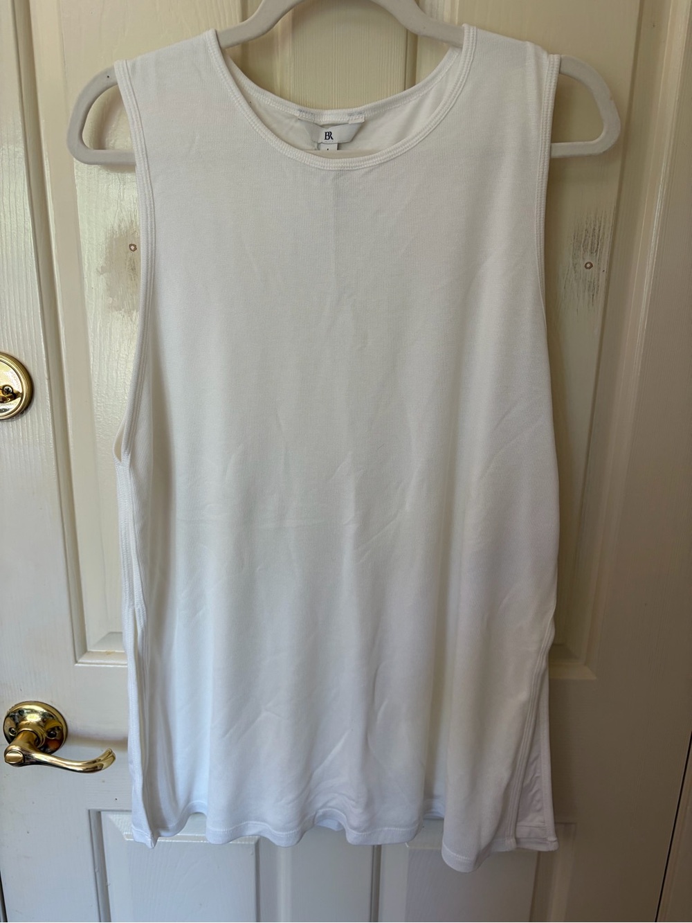 Banana Republic White Ribbed Crewneck Tank